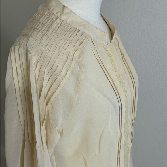 LOVE STITCH  Cream Sheer Button Down Lace Top Shirt Blouse Work Party size S NWT - Picture 3 of 9